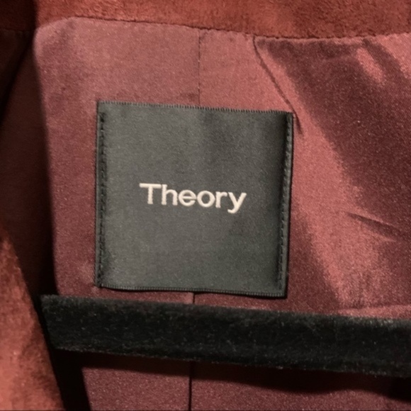 Theory Tralsmin Tidle Maroon Suede Biker Moto Jacket Size Small - Picture 5 of 8